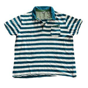 Ted Baker Extra Large White Blue Stripe Short Sleeve Polo